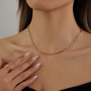 18K Gold Plated Paperclip Chain Necklace